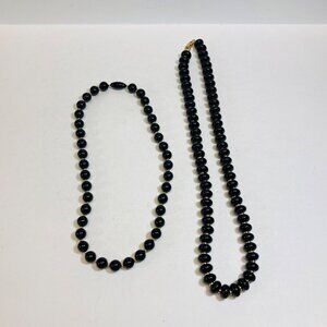 Napier Necklace Black Gold Tone with Unbranded Vintage Black Necklace